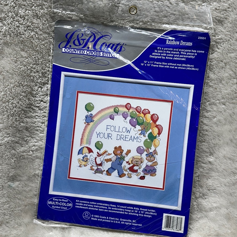 J & P Coats Counted Cross Stitch Rainbow Dreams 23524 Sealed.